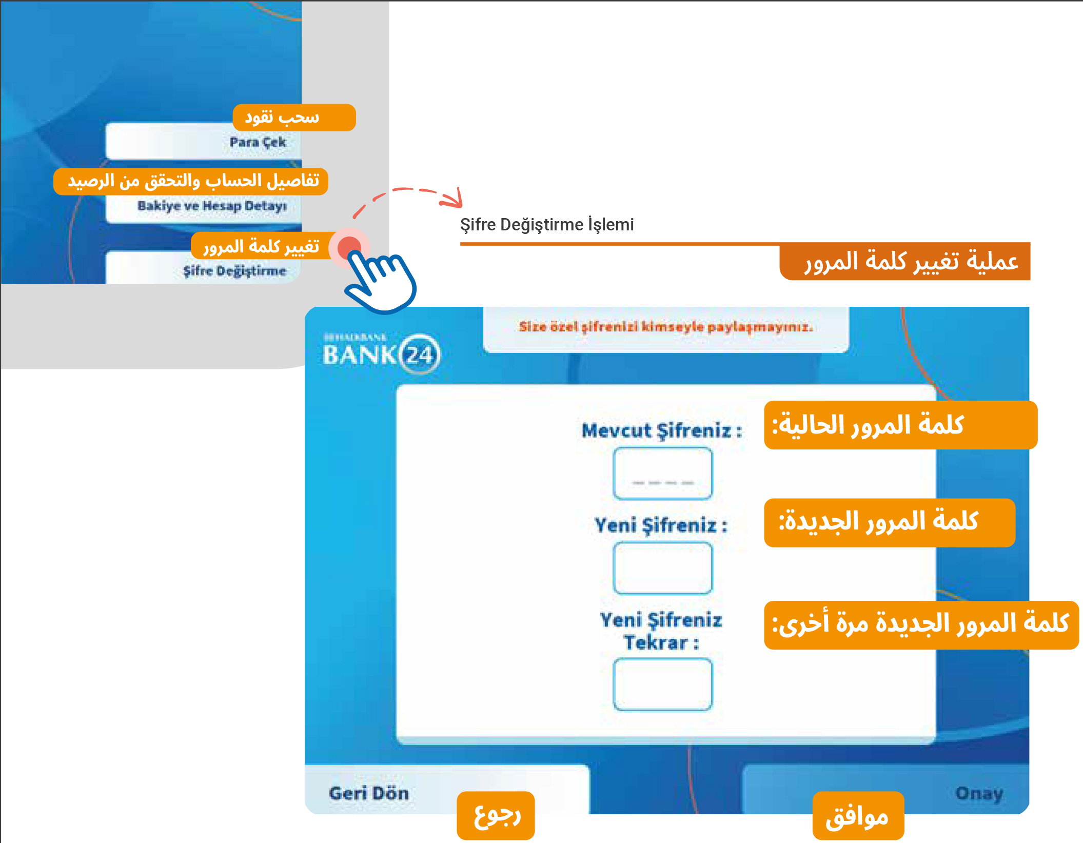 عملية تغيير كلمة المرور بطاقة الهلال الاحمر
